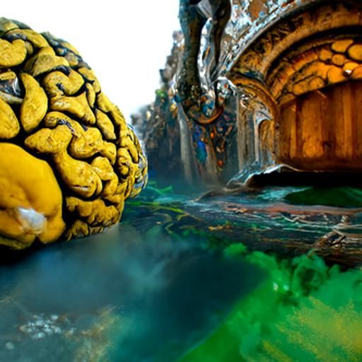 Detailed Brain Concept Art in Deep Color
