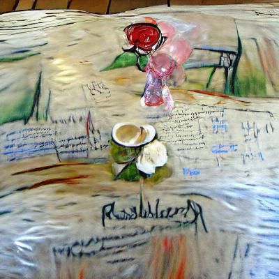 Cafe Table with Rosebud: Impressionistic Oil Painting
