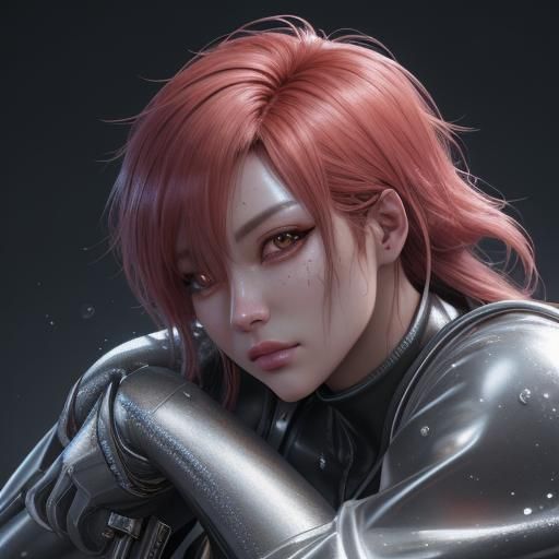 Anime Girl Drinking Beer in 3D, Detailed Art