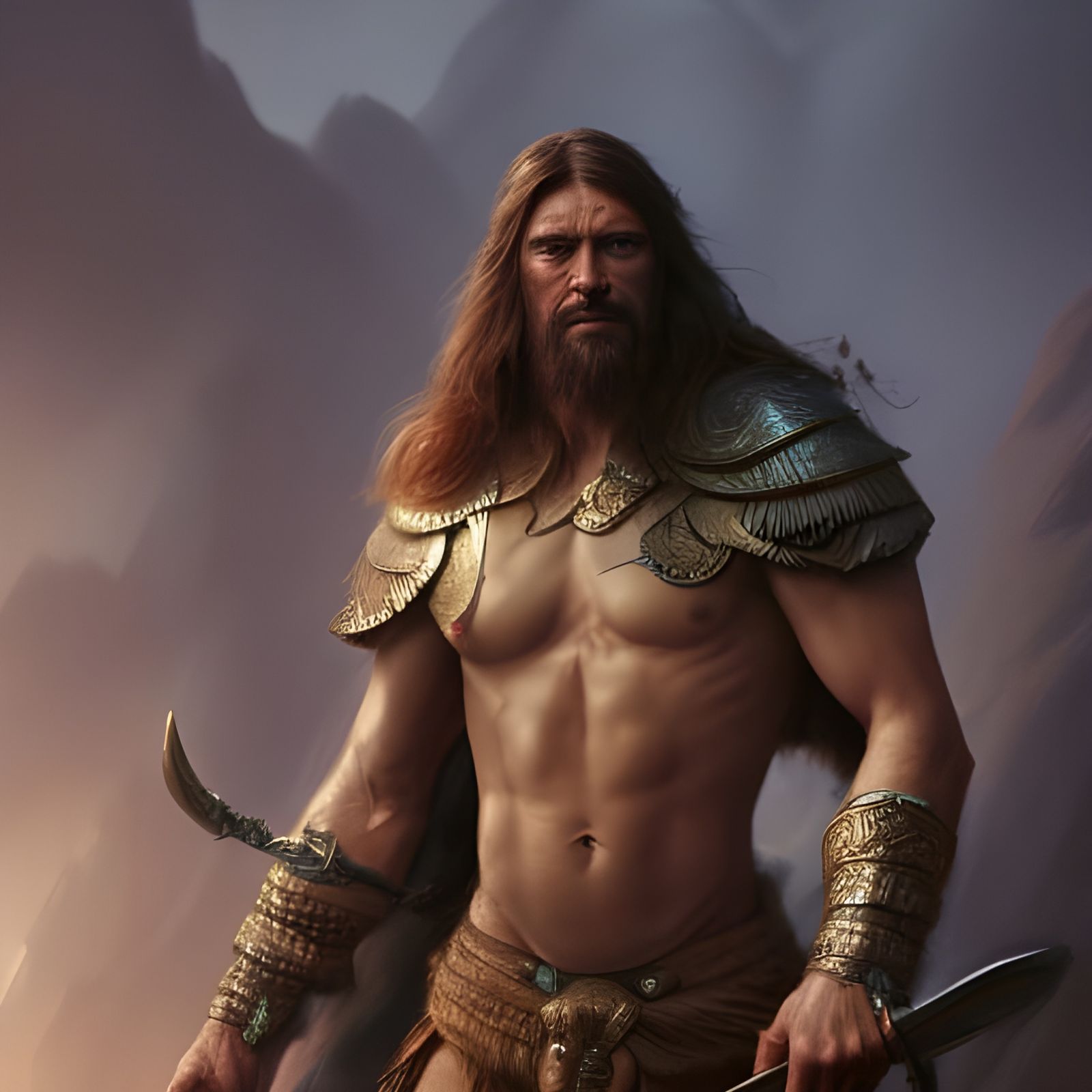 Hyperrealistic Barbarian King Portrait in Digital Art Style