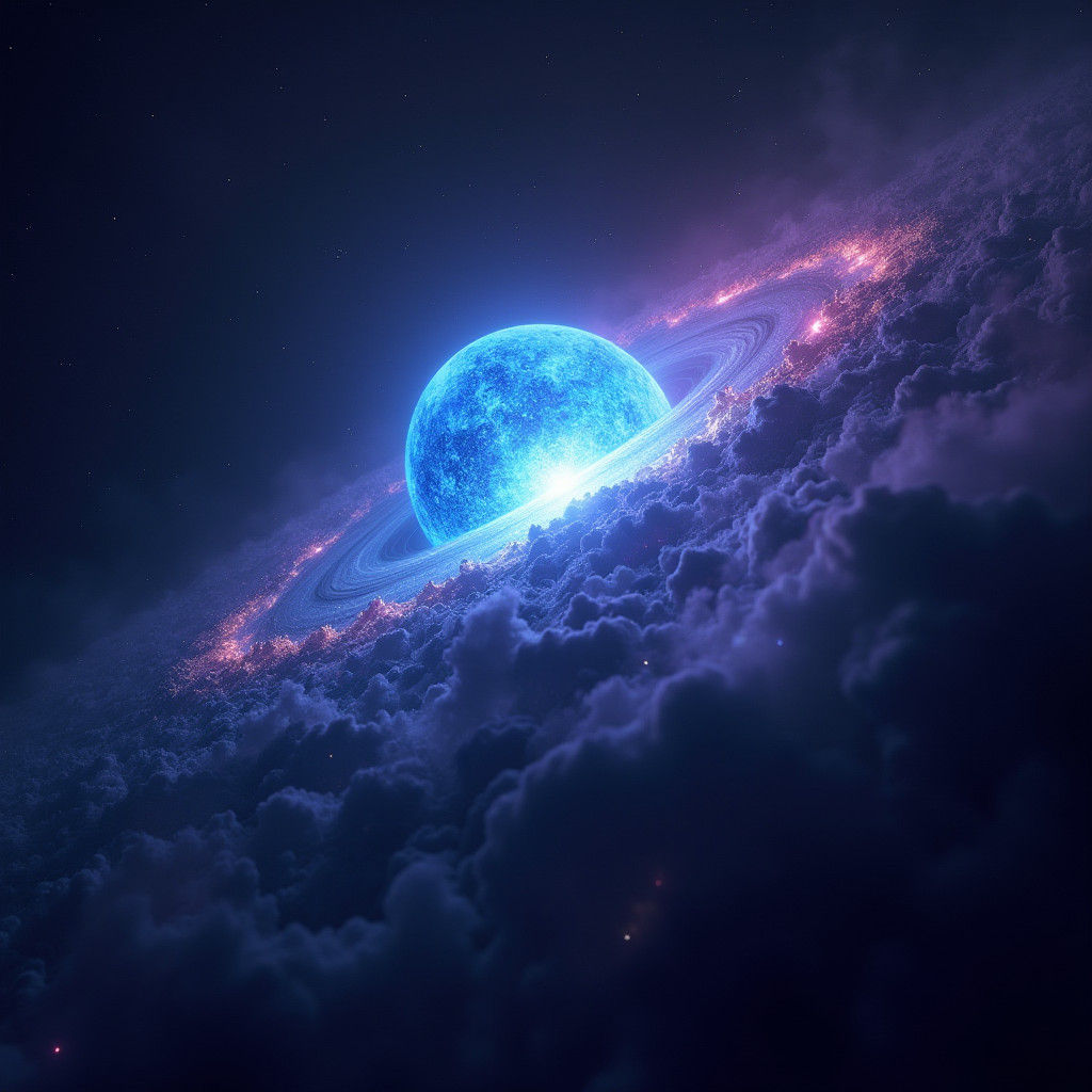 Glowing Neutron Star with Electric Blue Light