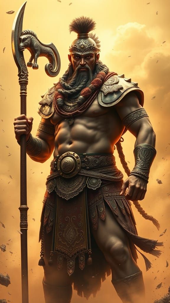Bhima: Mighty Pandava Warrior in Traditional Armor