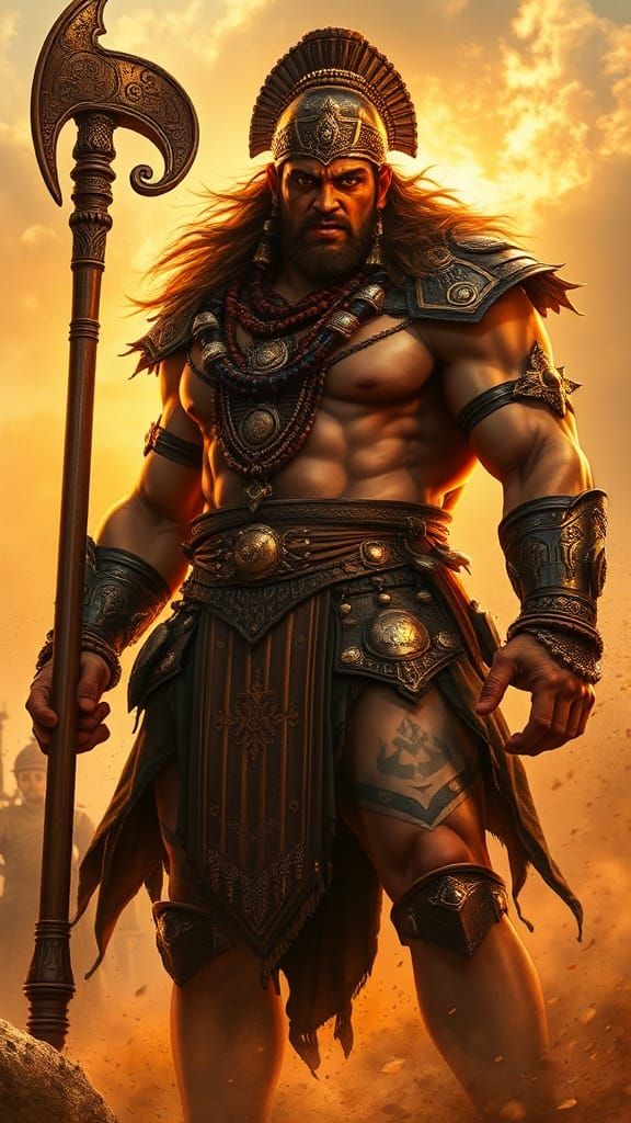 Bhima: Colossal Warrior in Art Nouveau Style
