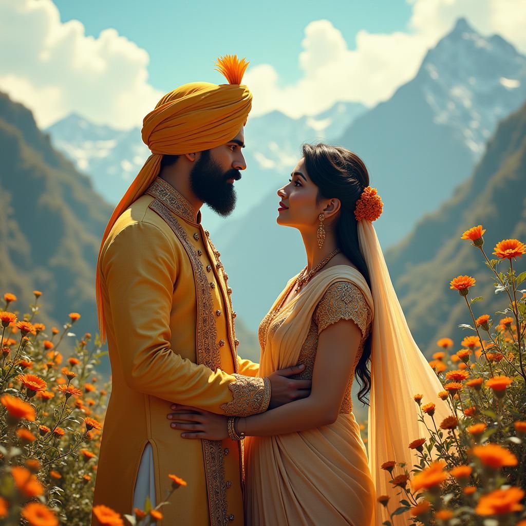 Punjabi Couple in Majestic Himalayan Landscape