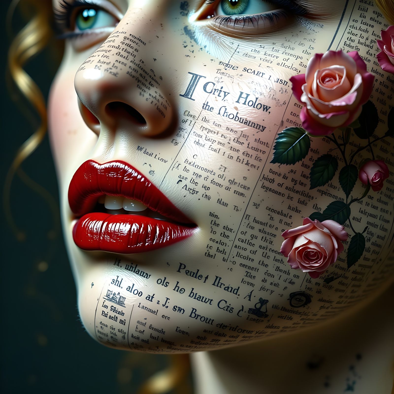 Abstract Lips in Double Exposure Style