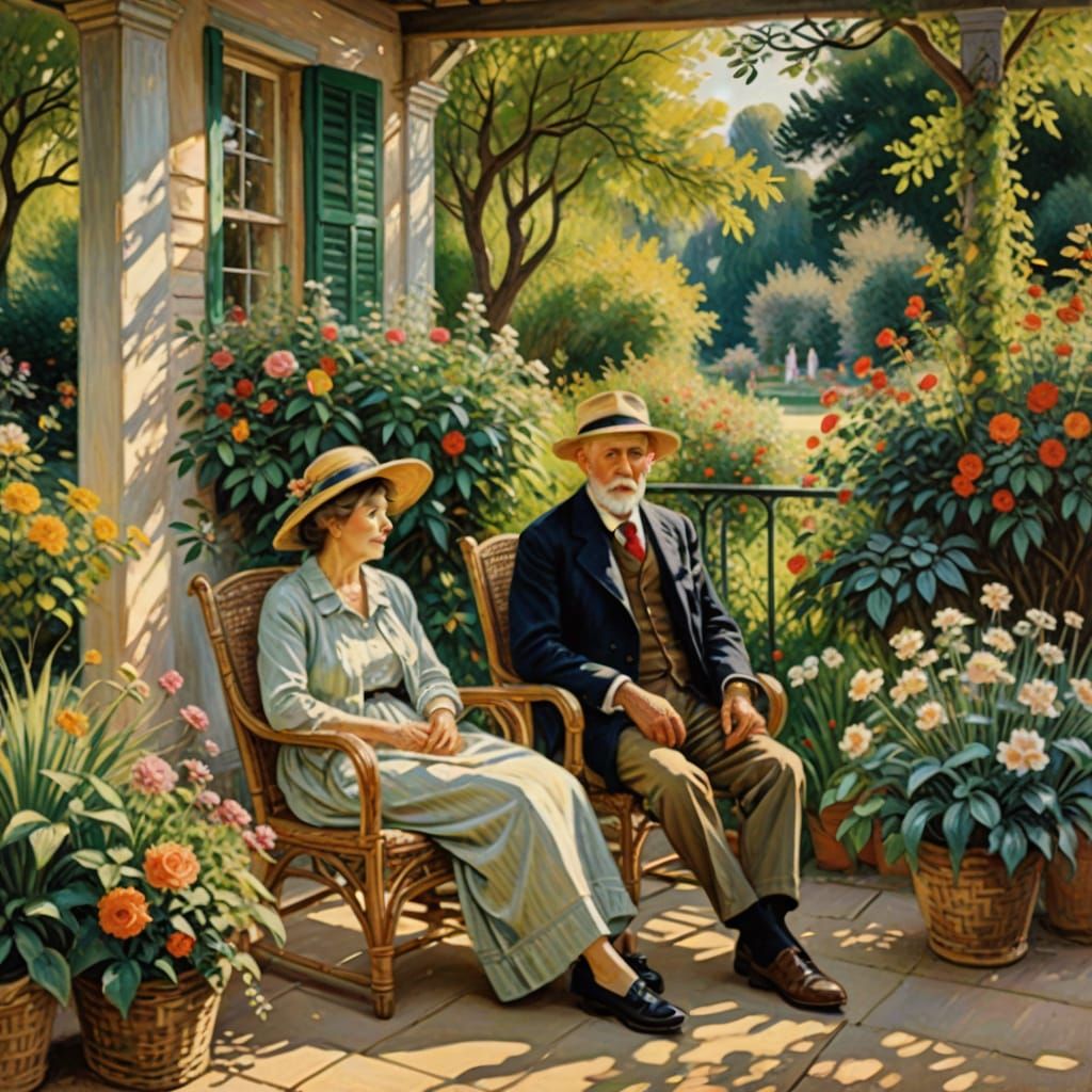 Vintage Summer Serenity in Impressionist Style