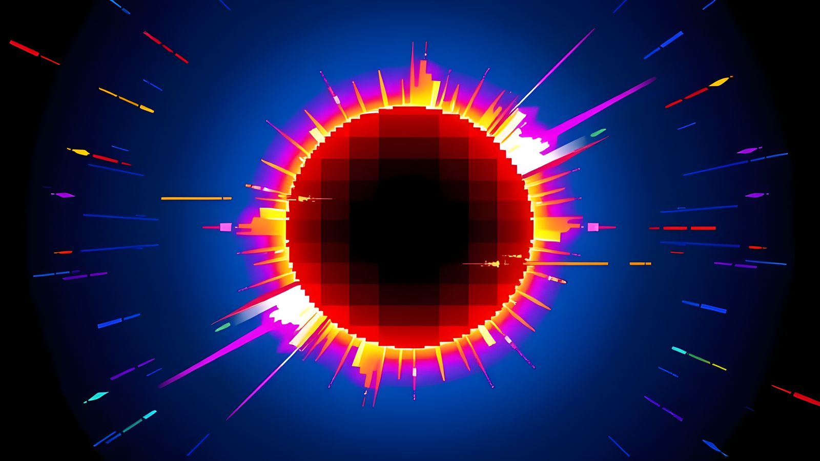 8 Bit Solar Eclipse in Glitch Art Style