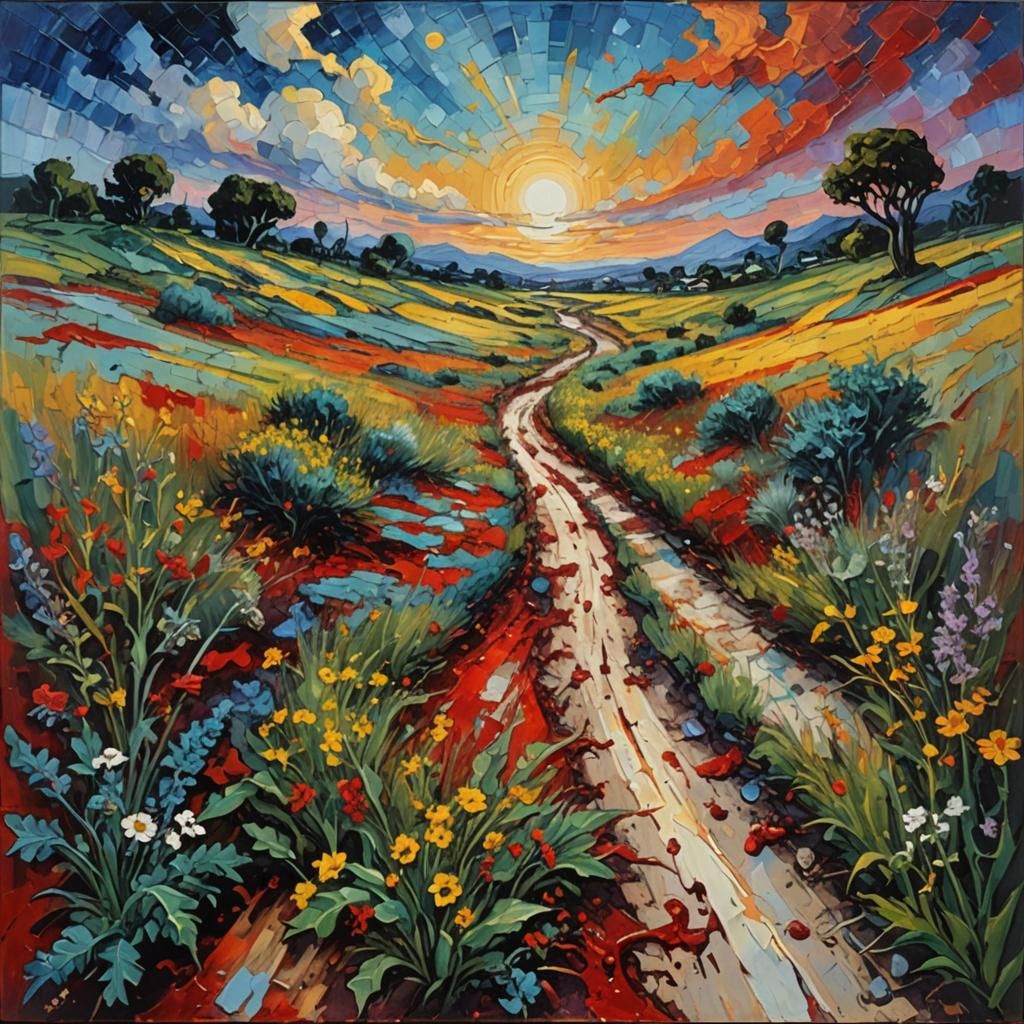 Surreal Planetary Colonies in Expressionist Oil Painting