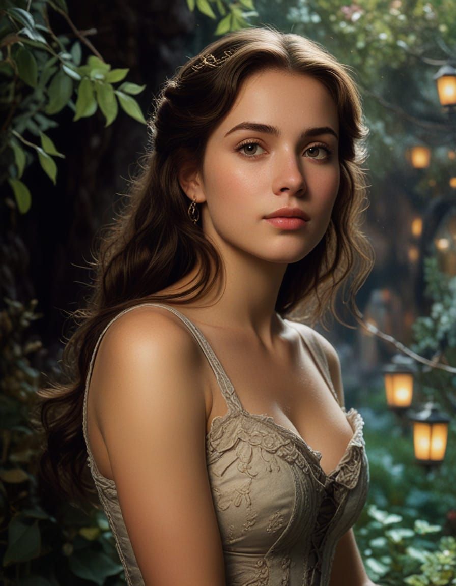 Ethereal Juliet in Moonlit Garden