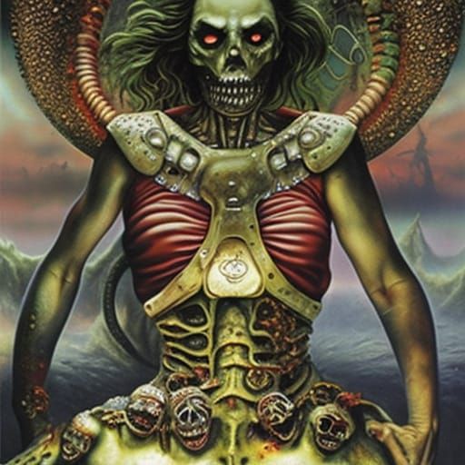 Zombiecore Devil Girl in Dystopian Wasteland