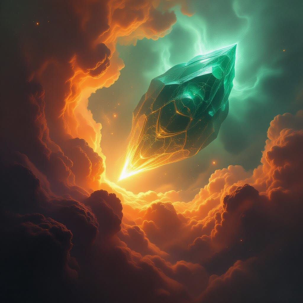 Emerald Piplumax Emerges from Vibrant Cosmic Nebula