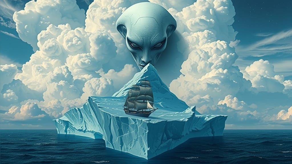 Ethereal Ice God Observes Celestial Vessel