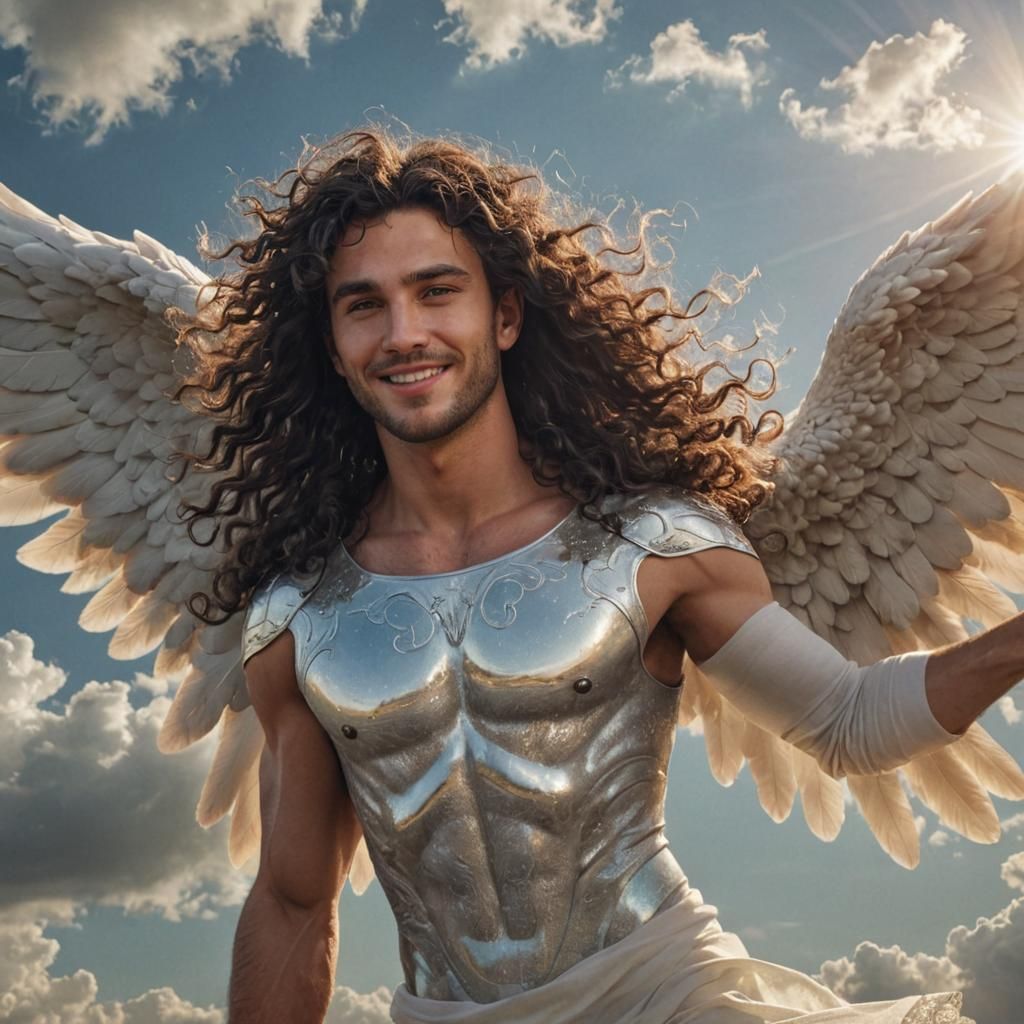 Smiling Angel Man in a Dramatic Digital Painting