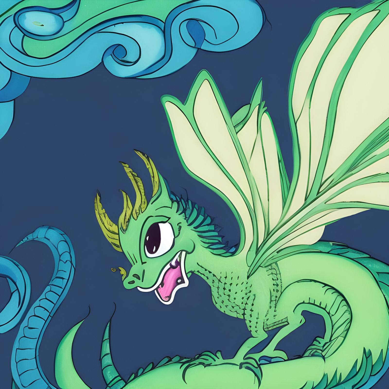 Chibi Dragon in 1930s Comic Style