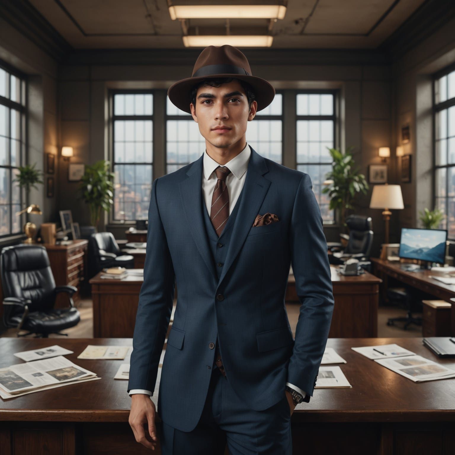 Male Model in Business Suit, Digital Art