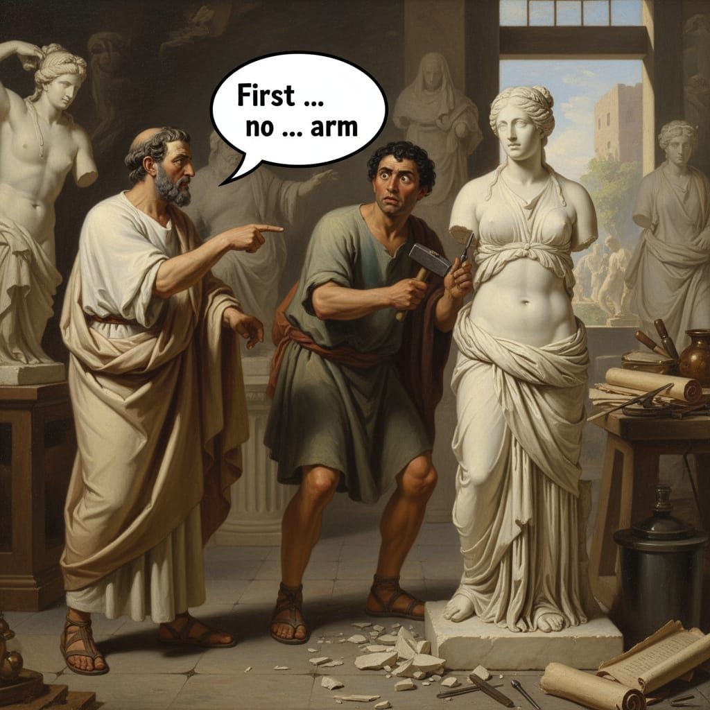 Hippocrates Advises Sculptor Chasing Perfection