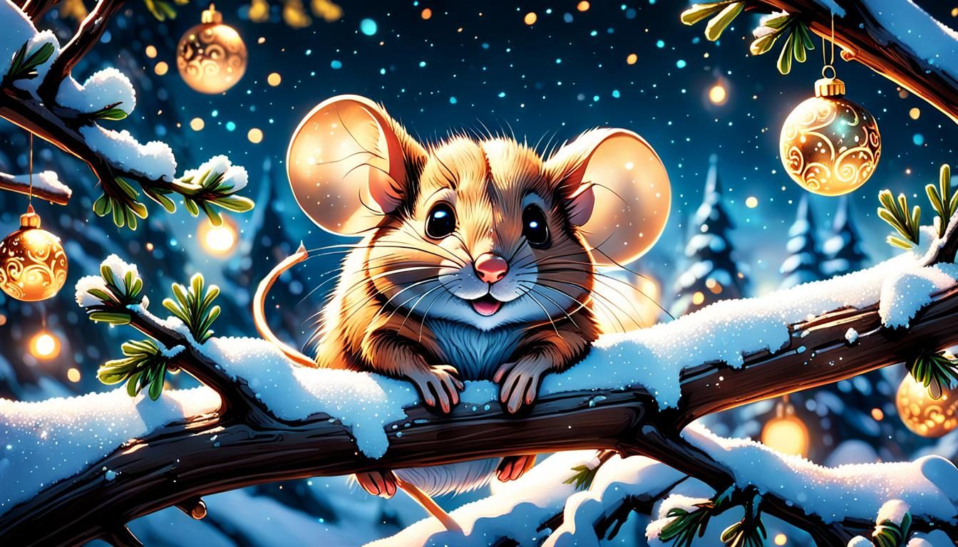 Christmas Mouse in Comic Book Style