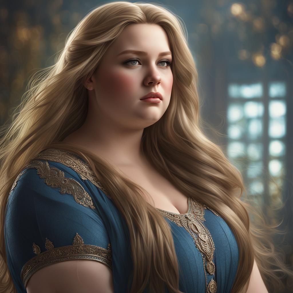 Voluptuous Woman Portrait with Intricate Detail