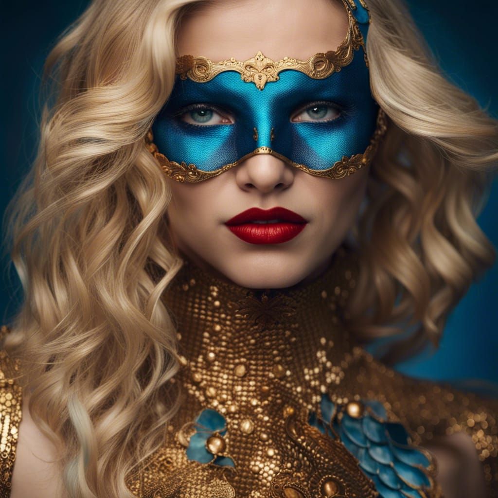 Mermaid with Gold Mask: Detailed 8K Portrait