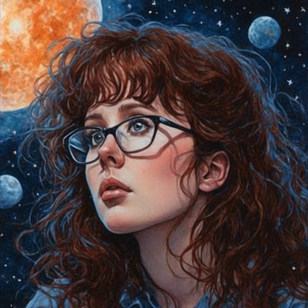 Fantasy Portrait Gazing at Deep Cosmos