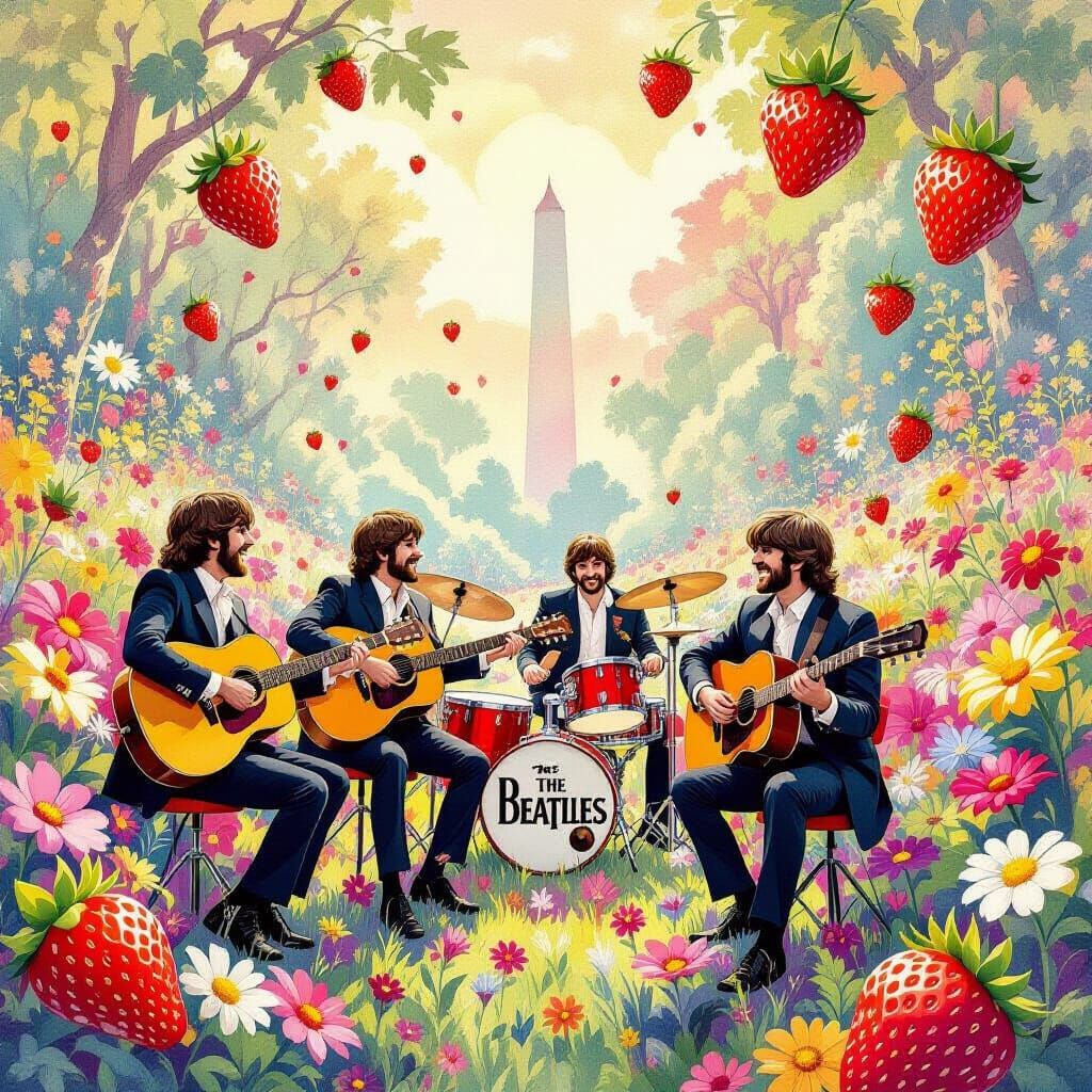 The Beatles in Psychedelic Strawberry Fields