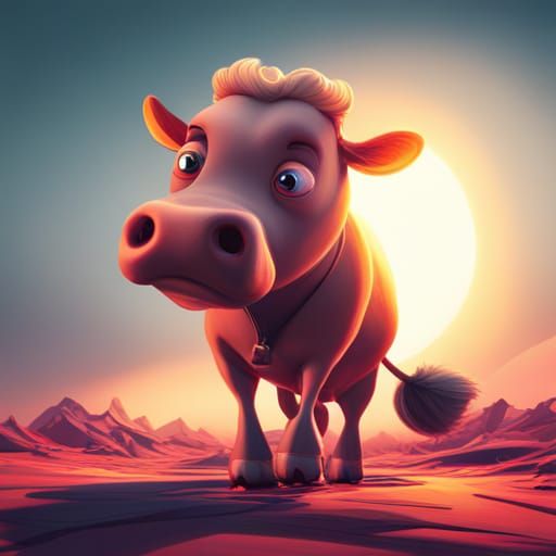 Pixar-Style 3D Cow Concept Art
