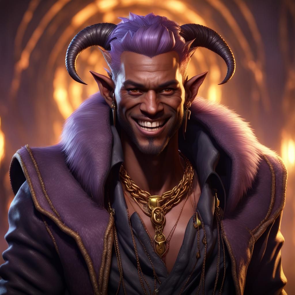 Tiefling Portrait in Baldur's Gate Style