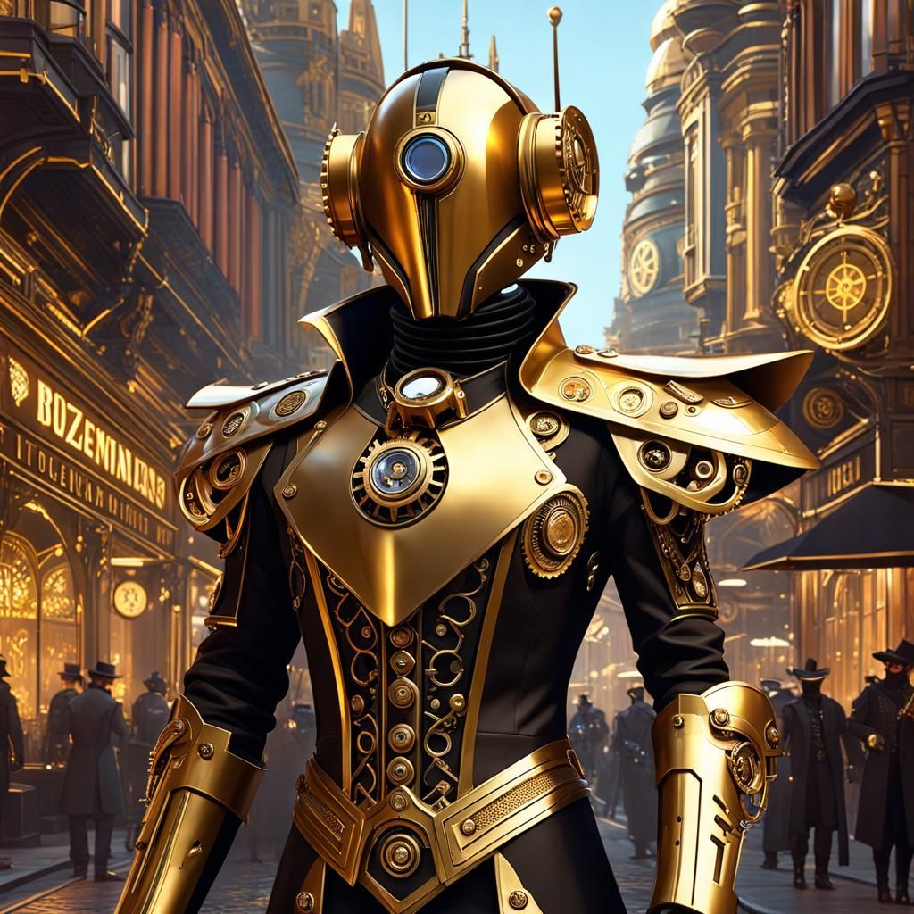 Bronzepunk Character in Victorian Mechanical City