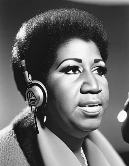 Young Aretha Franklin in Recording Studio, 1960s Photo
