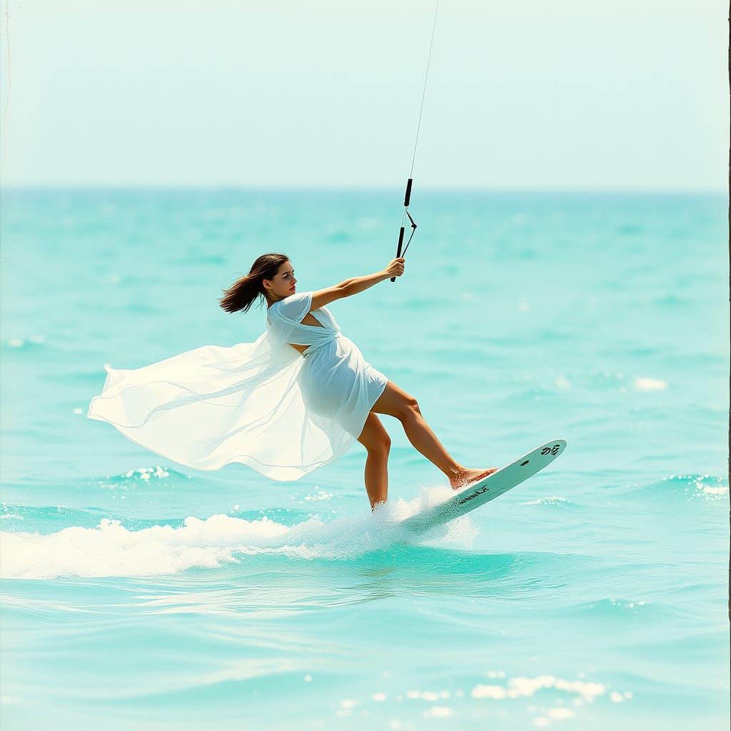 Serene Kitesurfer in Turquoise Sea