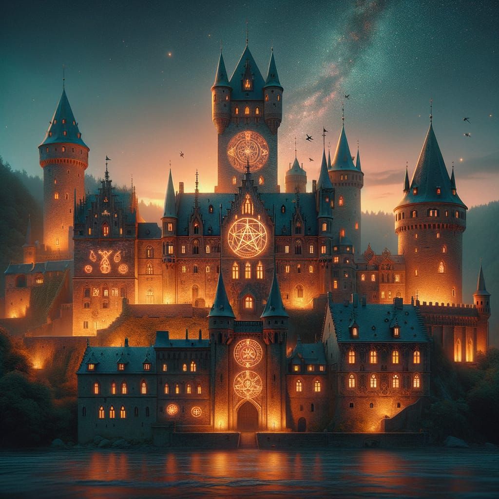 Mysterious Wewelsburg Castle Illuminated at Night