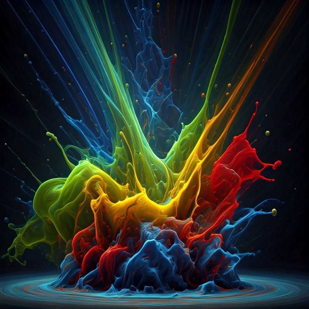 Vibrant Colors Clash in a Splendid Digital Canvas