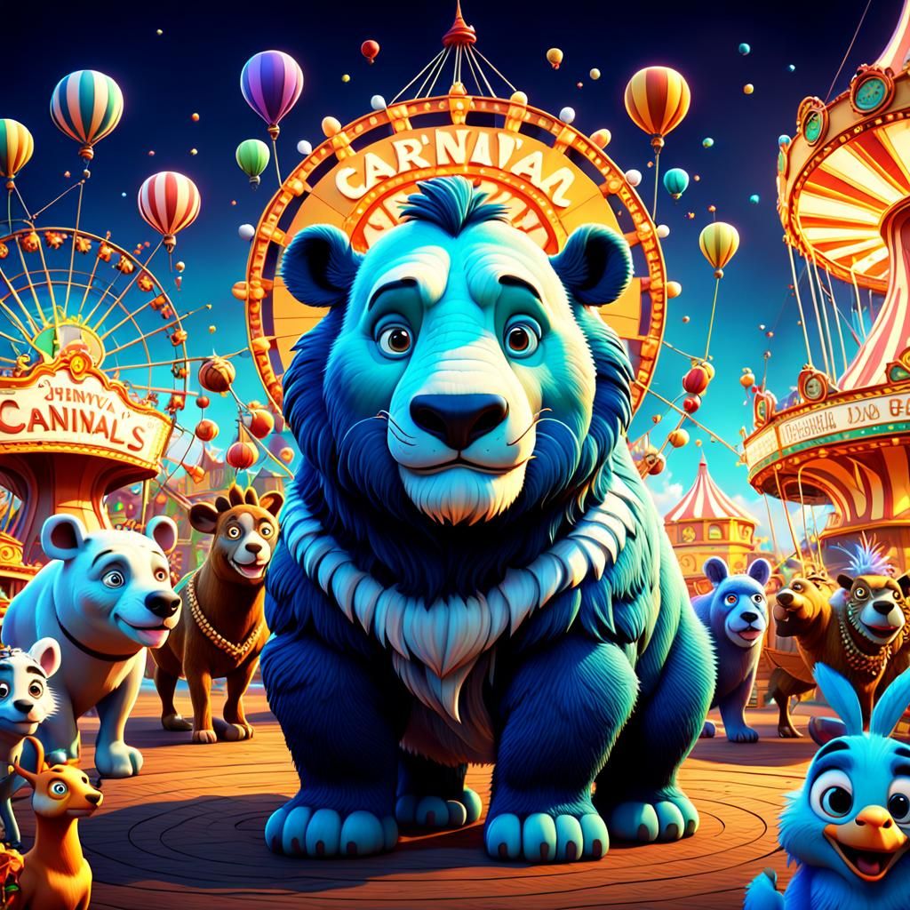 Cartoon Carnival of Animals in 3D Digital Art