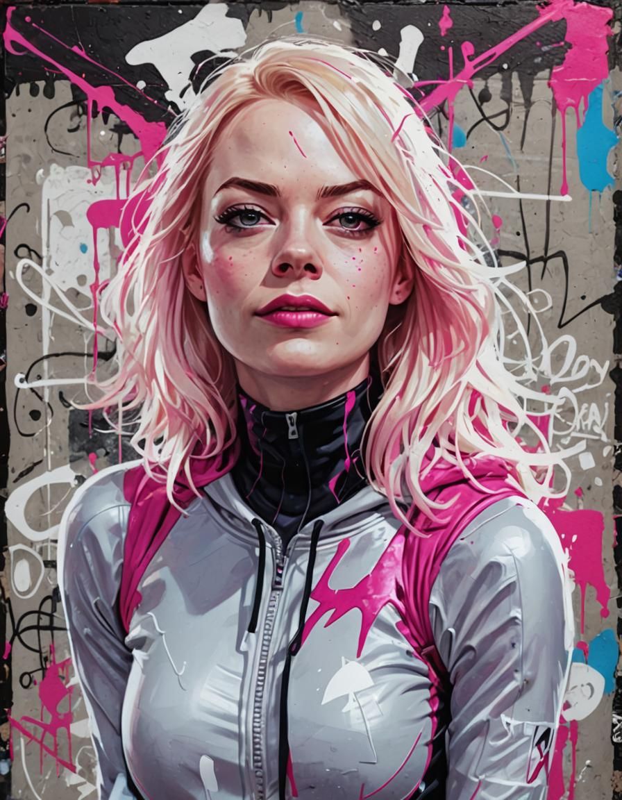 Spider-Gwen Concept Art in Graffiti Style