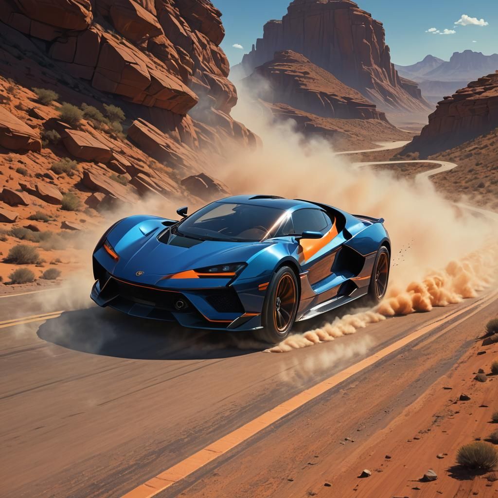 Sleek Super Car Speeds Down Winding Road