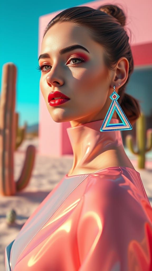 Pastel Desert Model in Candy-Core Fashion, 8K
