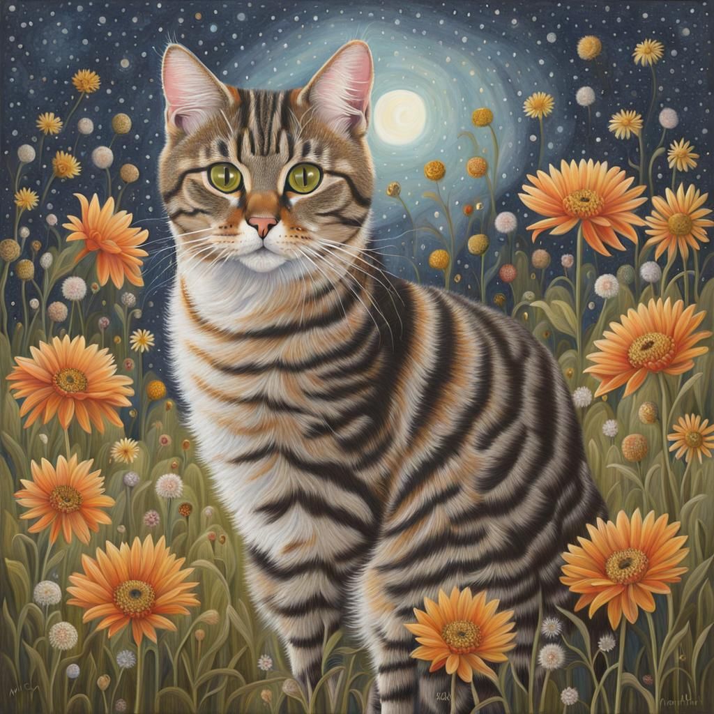 Majestic Tabby Cat in Realistic Surrealism Style