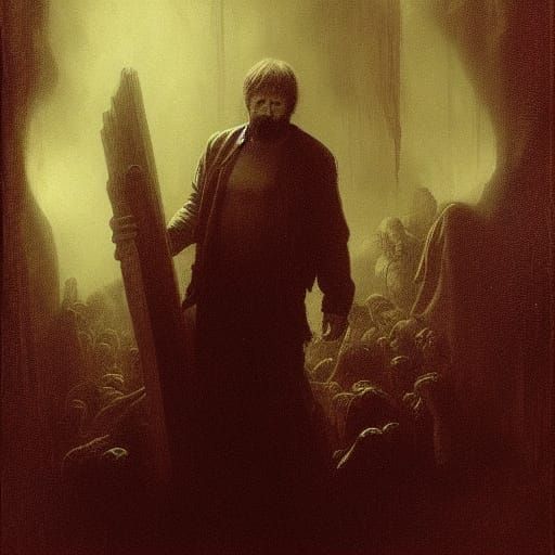 Terrifying Chuck Norris at Goodwill Outlet, Horror Art