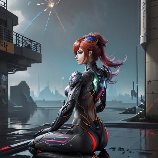 Anime Girl Nintendo Switch in Cyberpunk Style