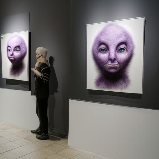 Art Exhibition: Purple Alien Twins in Latex