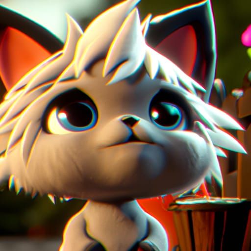 Cute Anime Cat in Detailed Matte Painting