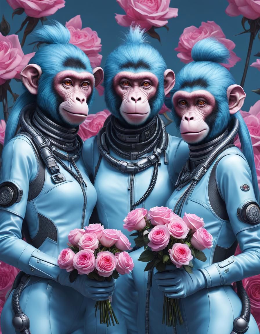 Cyberpunk Cyborg Women in Street Art Style