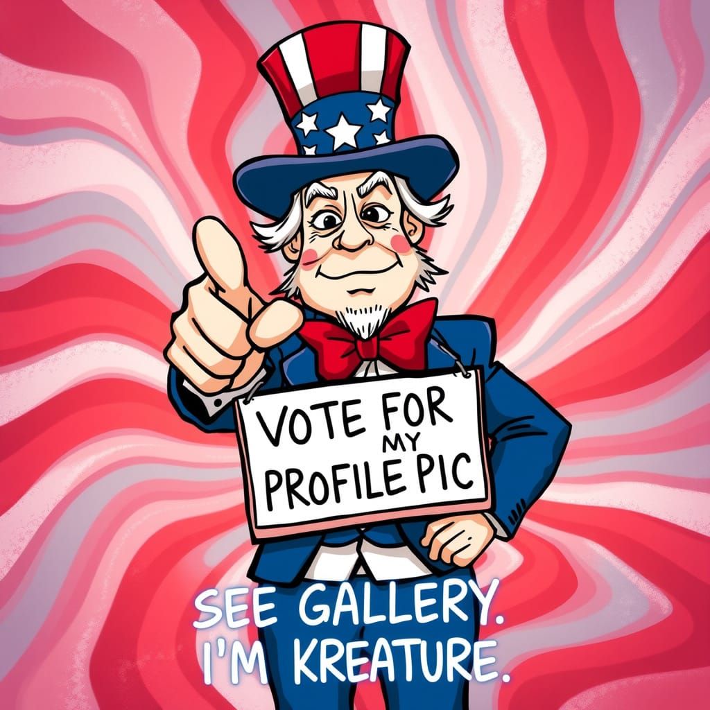 Playful Uncle Sam Points to Vote with Whimsical Carnival Bac...