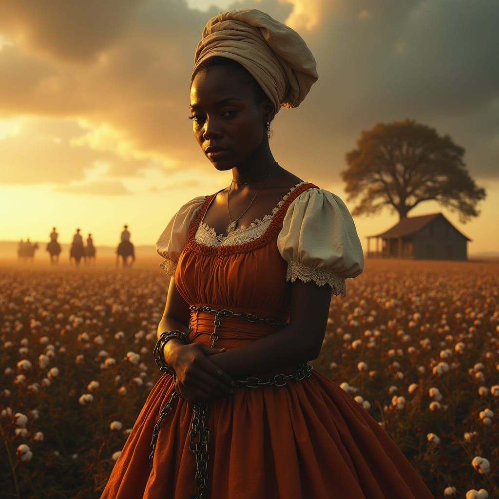 African Woman's Strength Amidst Oppression, Digital Painting