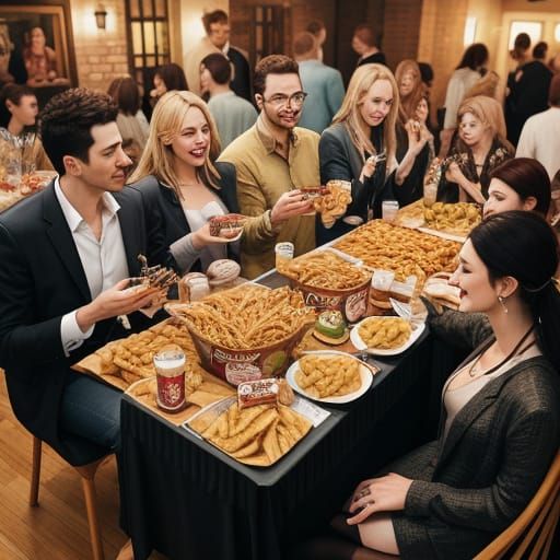 Friends Munching on Snacks at a Social Gathering