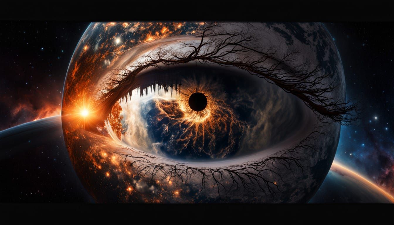 Surreal Photorealistic Vision of Earth in Cosmic Turmoil