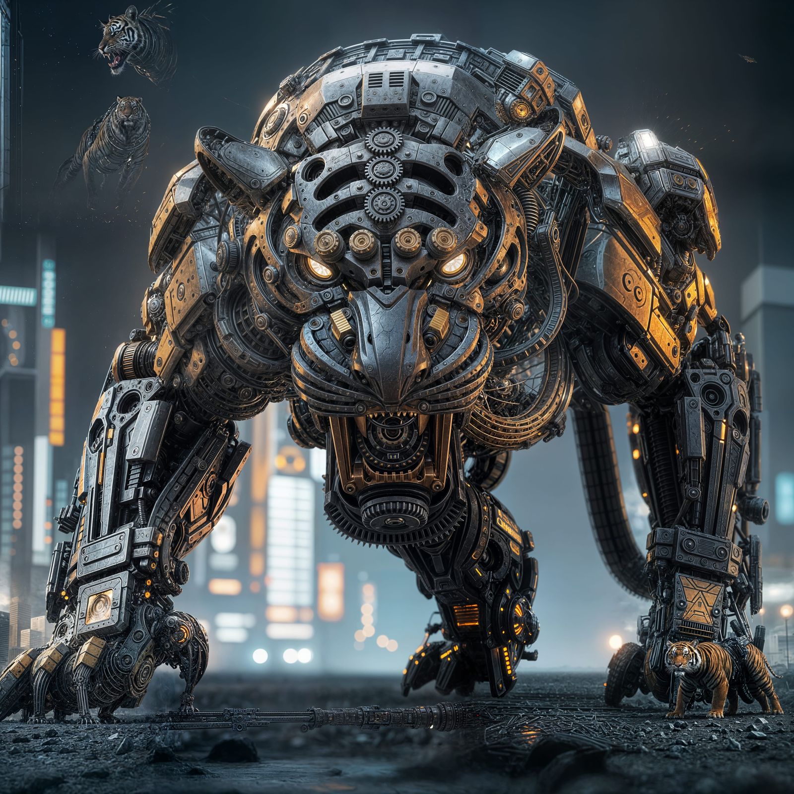 Cybernetic Tiger Embarks on a Deadly Pursuit in a Futuristic...