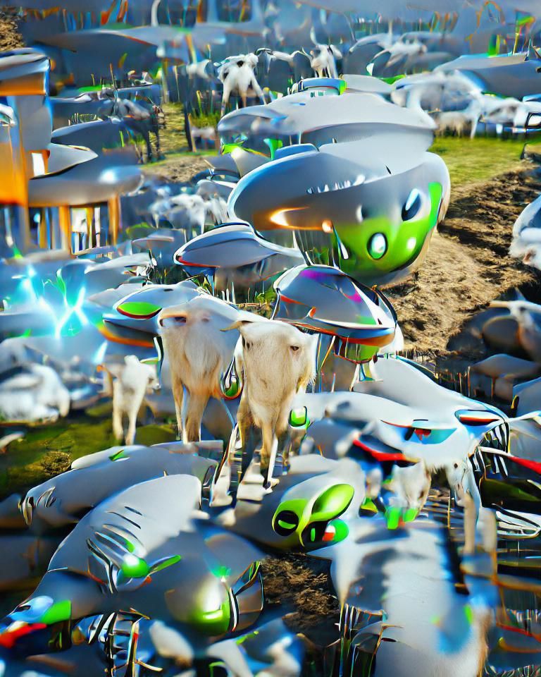 UFO Abduction of Cows on Futuristic Farm