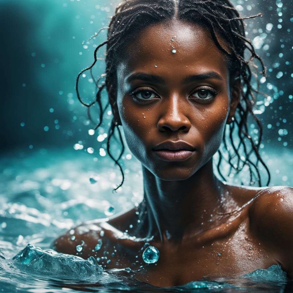 Glowing Black Goddess Emerge from Aquamarine Waters