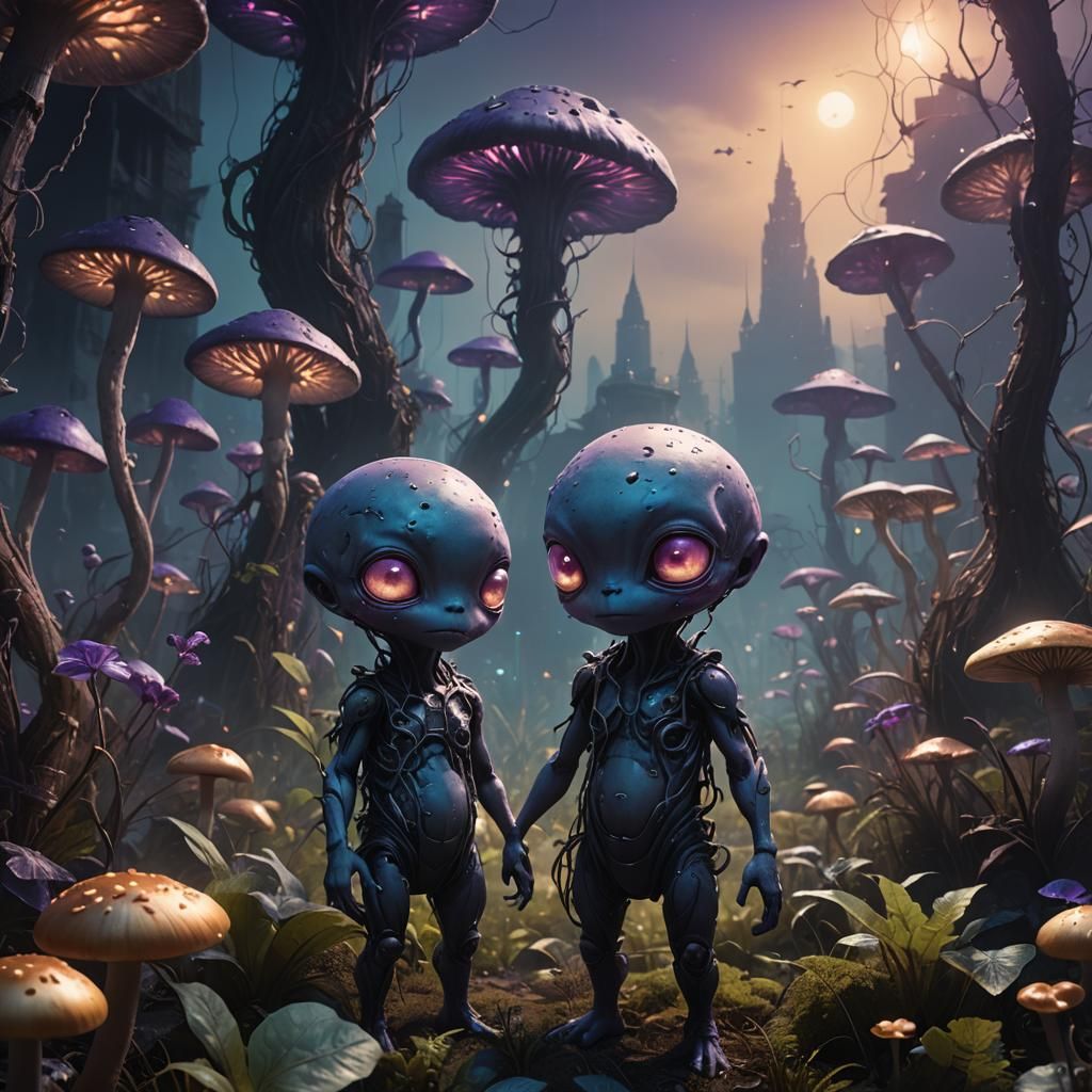 Slender Baby in Haunted Alien Cityscape